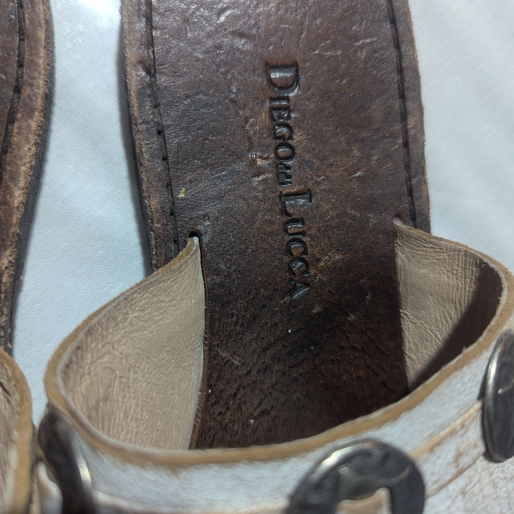 Diego De LuccaWomen's Fringe Mules - Cream and Brown - Picture 4 of 6